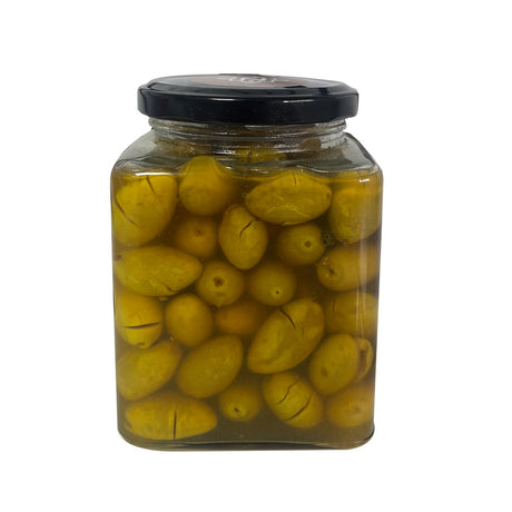 Al Nabulsi Green Olive in Salt Water Palestine 500g | زيتون اخضر مكبوس بماء مملح