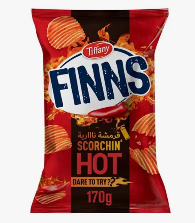 Tiffany Finns Chips Scorching Hot 170g | تيفاني شيبس قرمشة نارية