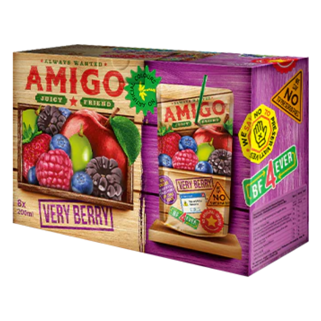 Amigo 100% Natural Fruit Juice Very Berry 8 x 200ml