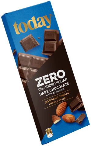 Today Zero Sugar Dark Chocolate Almond 60g | توداي شوكولاتة داكنة باللوز