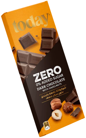 Today Zero Sugar Dark Chocolate Hazelnut 60g | توداي  شوكولاتة داكنة بالبندق