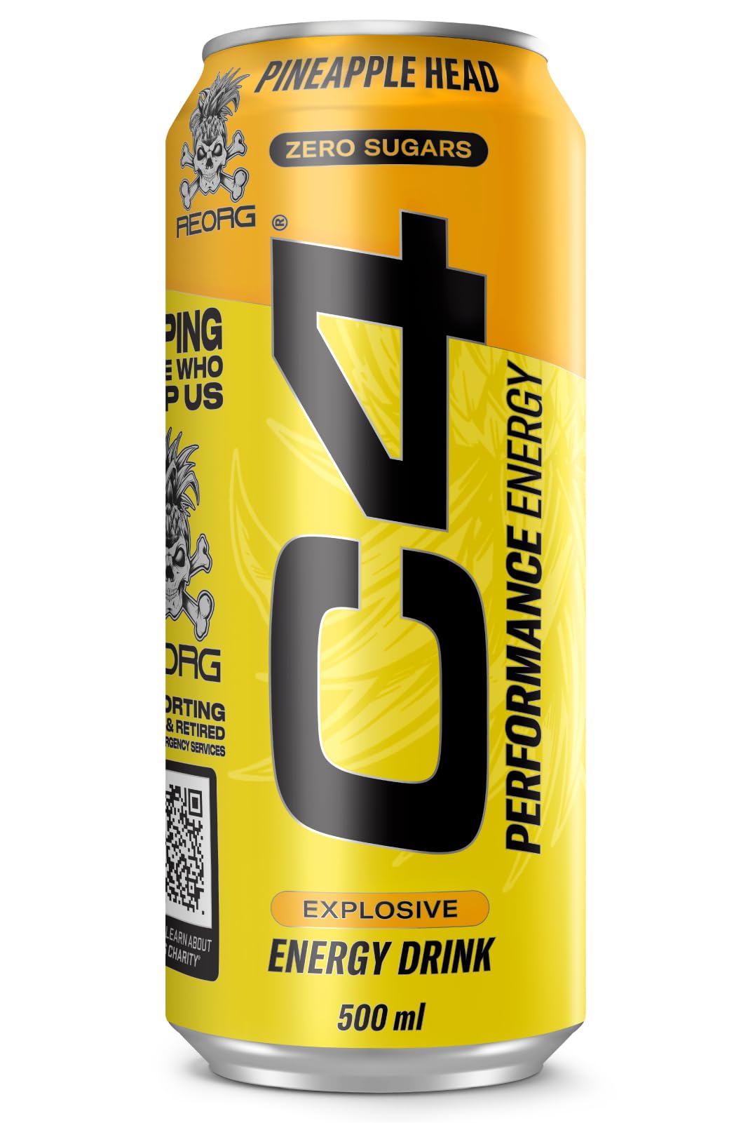 C4 Zero Sugar Explosive Energy Drink Pineapple Head 500ml