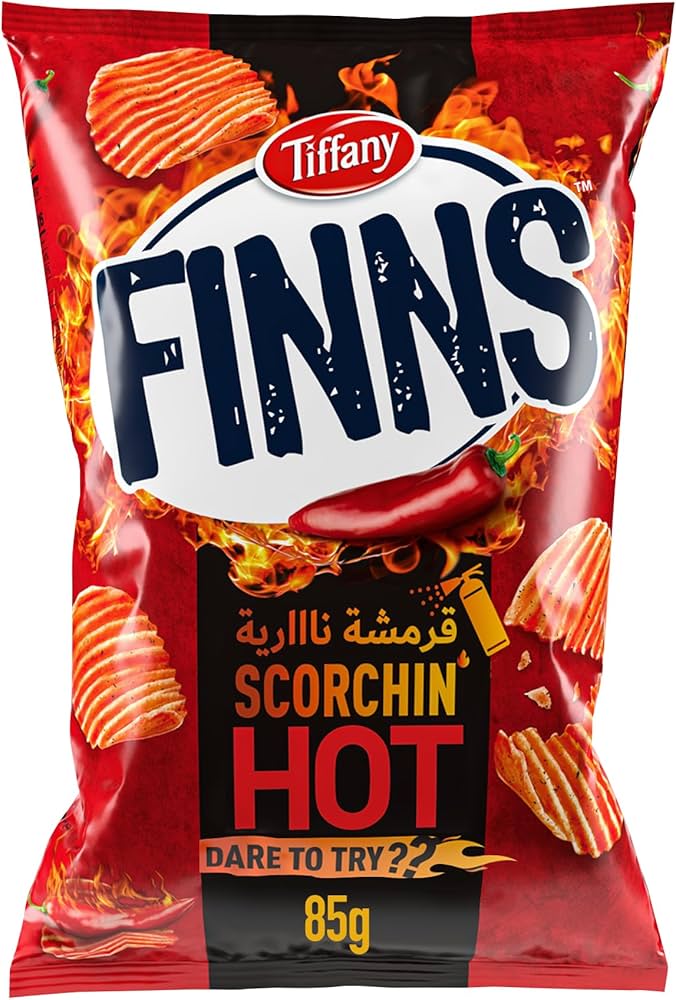 Tiffany Finns Chips Scorching Hot 24 x 12g | تيفاني شيبس بالقرمشة النارية