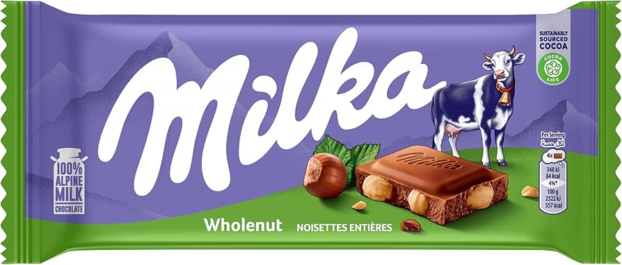 Milka Wholenut Chocolate 90g | ميلكا شوكولاتة بالبندق