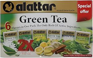 Al Attar Green Tea 6 Flavors Box of 24 | العطار شاي اخضر 6 نكهات