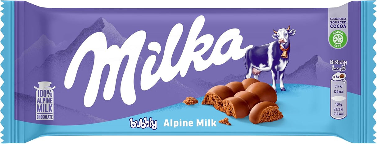 Milka Bubbly Alpine Milk Chocolate 90g | ميلكا شوكولاتة ببلي بالحليب