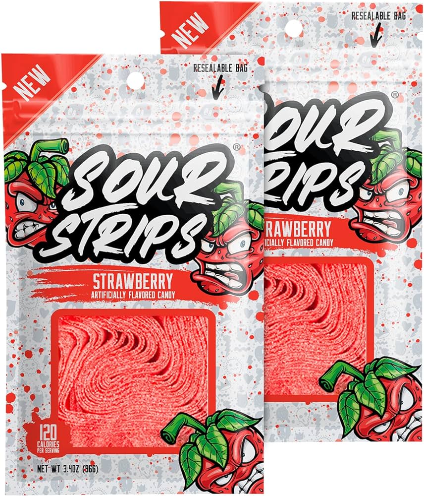 Sour Strips Strawberry Flavored Candy 96g