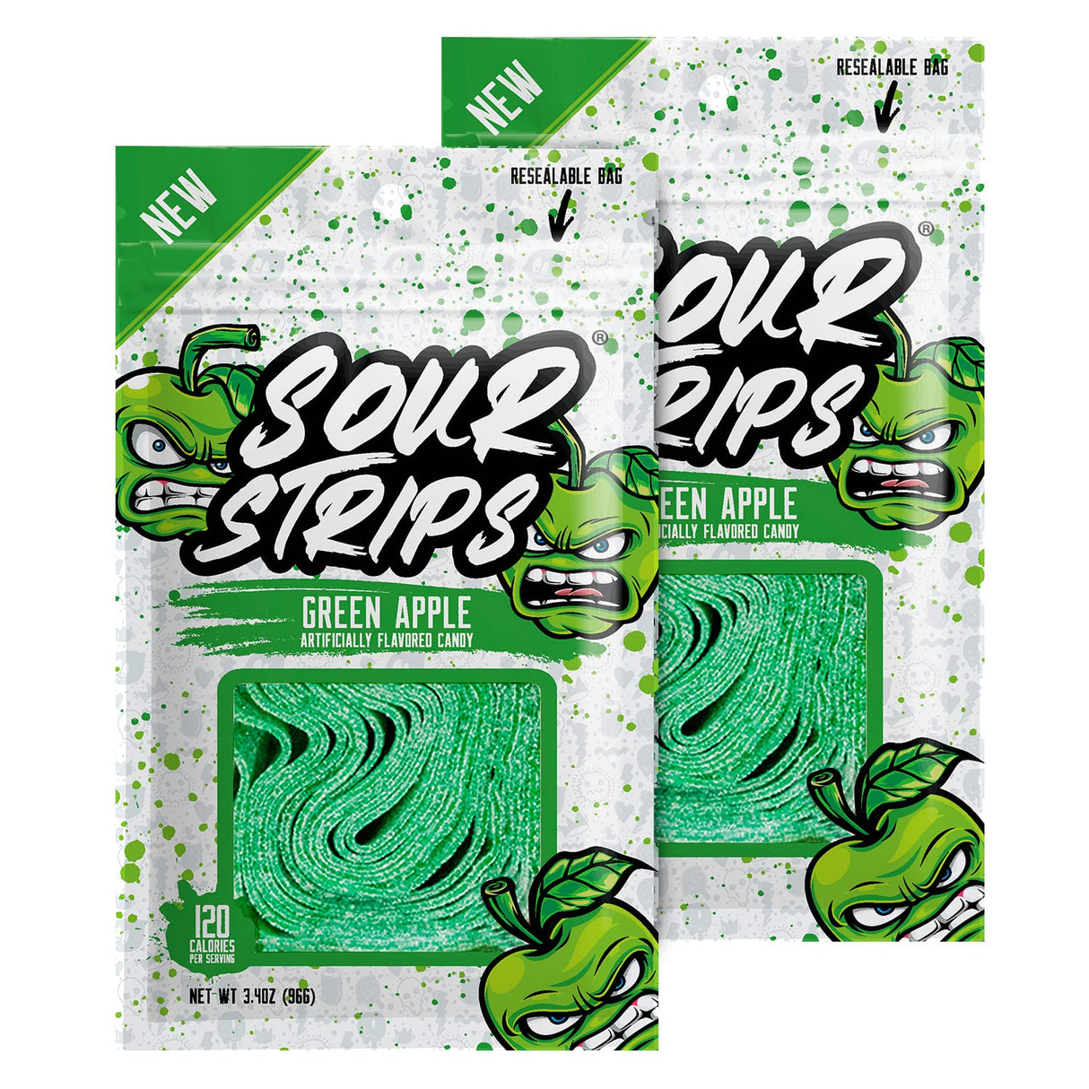 Sour Strips Green Apple Flavored Candy 96g