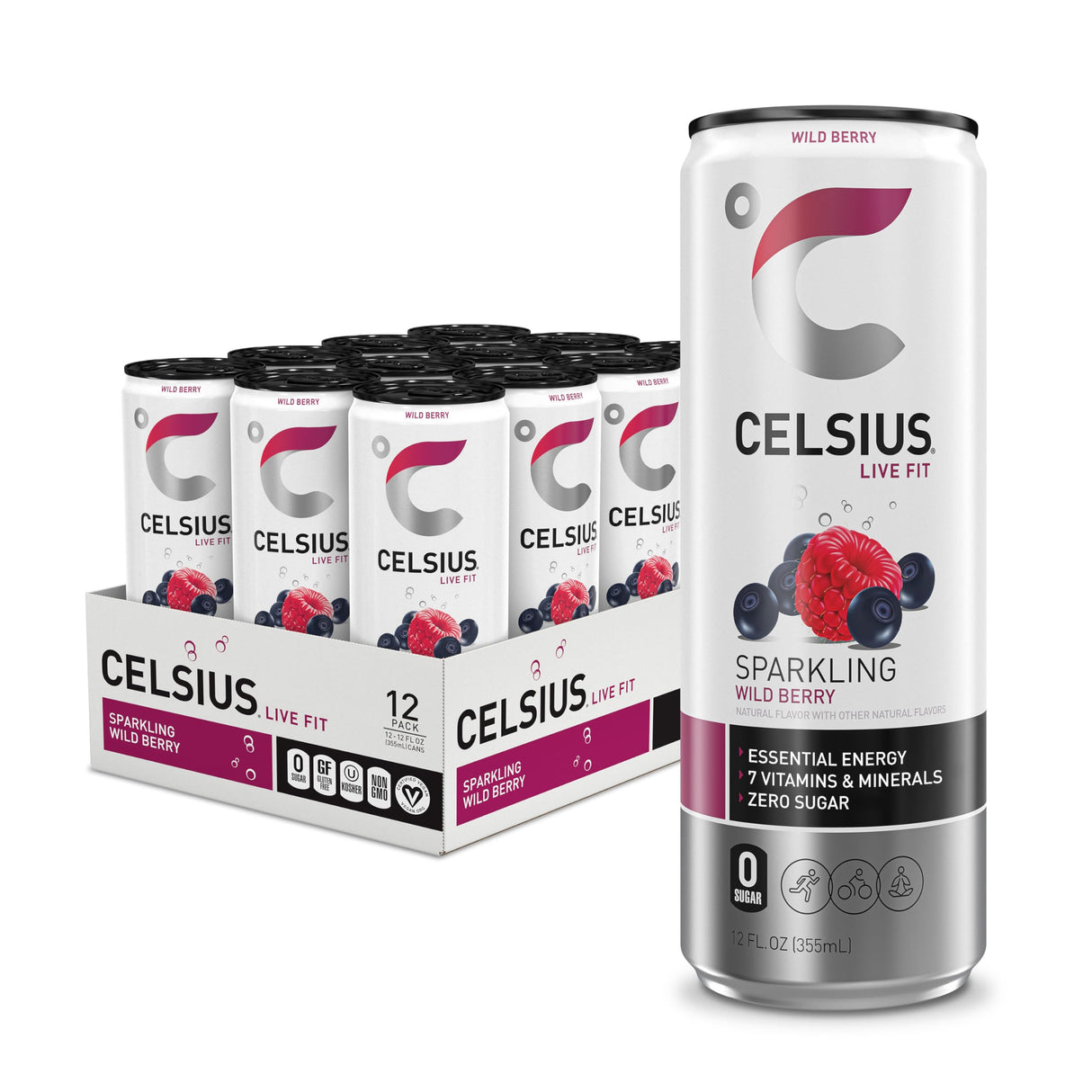 Celsius Energy Drink Wild Berry Sparkling 12 x 355ml