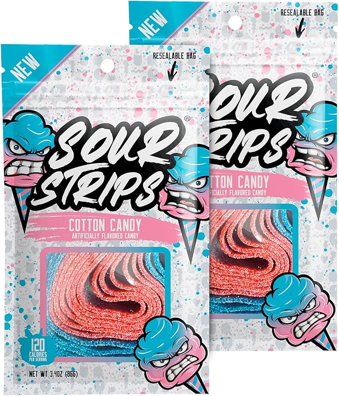 Sour Strips Cotton Candy Flavored Candy 96g