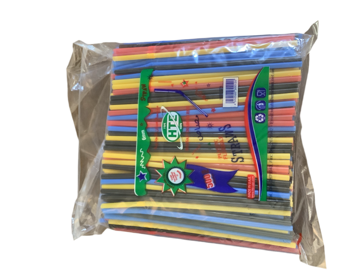 HTE Disposable Plastic Flexible Straw 500Pcs