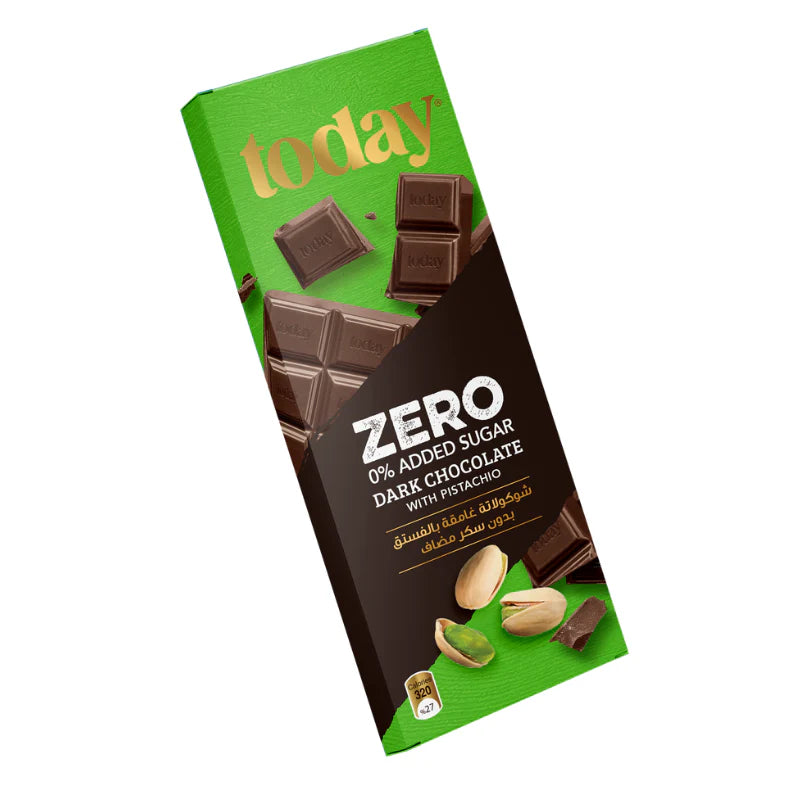 Today Zero Sugar Dark Chocolate Pistachio 60g | توداي شوكولاتة داكنة بالفستق