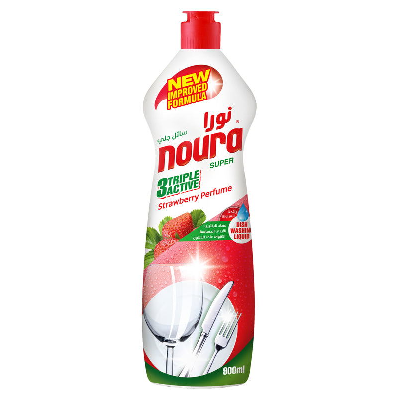 Noura Super Dishwashing Liquid Strawberry 800ml | نورا سائل جلي