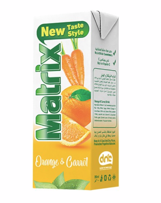 Matrix Orange Carrot Juice 200ml |ماتريكس عصير البرتقال والجزر