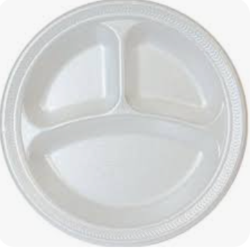 HTE Disposable Round Foam Plates 10" | اطباق فوم دائرية مقسمة ٣