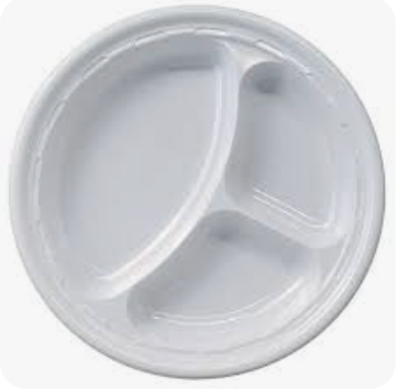 HTE Disposable Round Plastic Plates 25cm | اطباق بلاستيكية دائرية مقسمة ٣