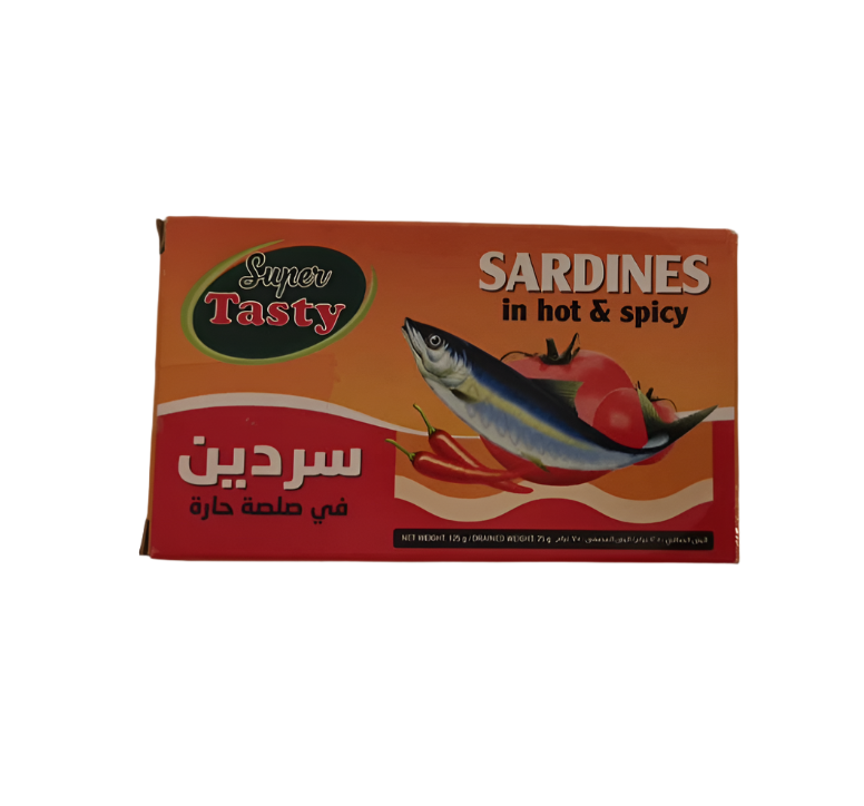 Super Tasty Sardines in Hot & Spicy Oil 125g | سردين حار بالزيت