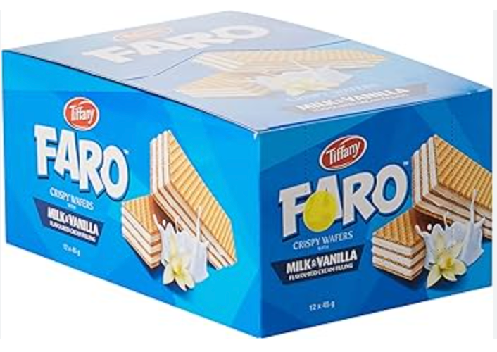 Tiffany Faro Wafer Milk & Vanilla 12 x 80g | تيفاني ويفر بالفانيلا