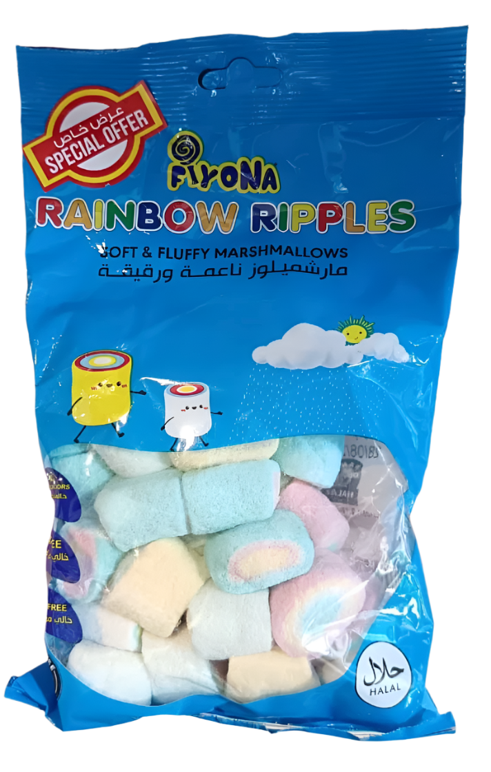 Fiyona Marshmallow Rainbow Ripples 150g | مارشميلوز