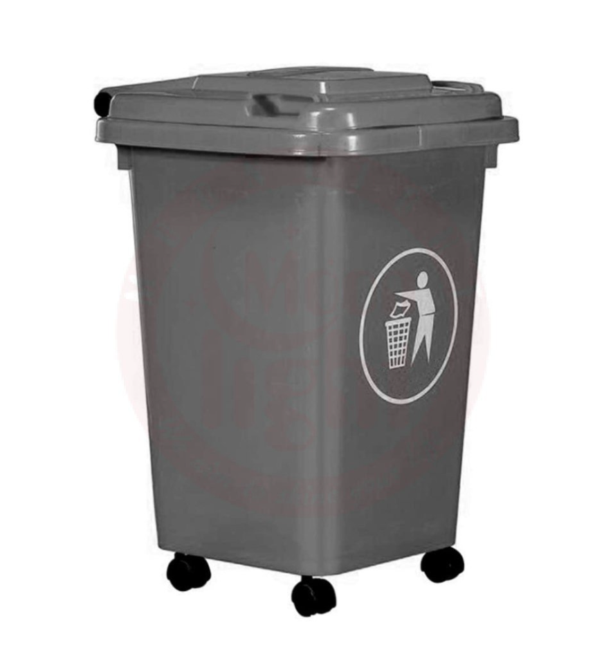 Moonlight Garbage Can 50L with Wheels Grey | حاوية قمامة رمادي