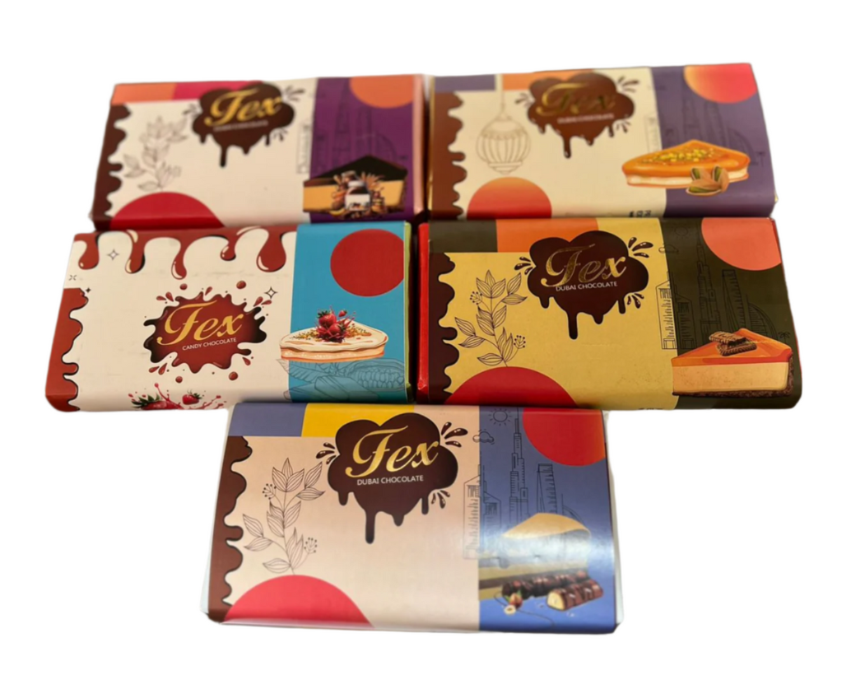 Fex Dubai Chocolate Bars Mix 5 Flavors x 230g | شوكولاتة دبي ٥ نكهات