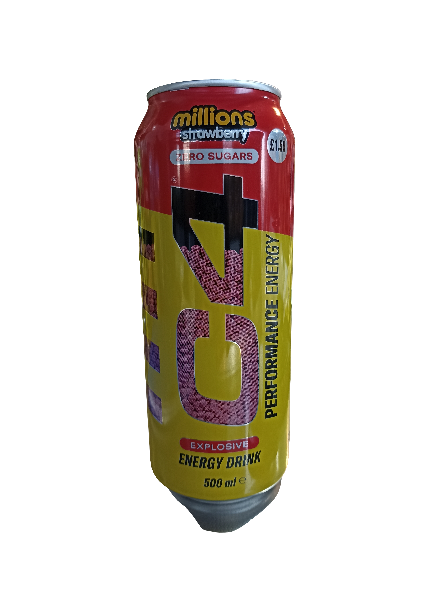 C4 Zero Sugar Explosive Energy Drink Millions Strawberry 500ml