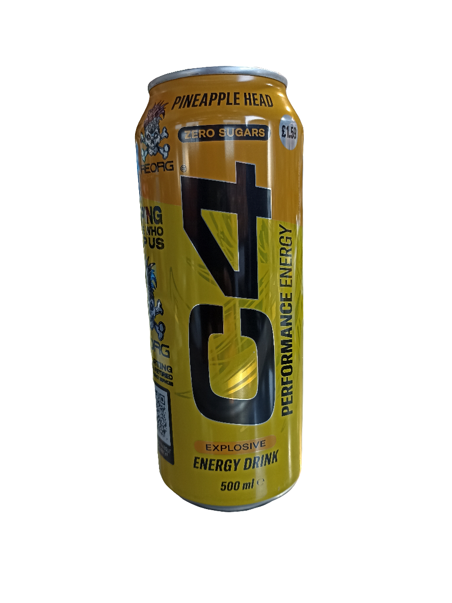 C4 Zero Sugar Explosive Energy Drink Pineapple Head 500ml