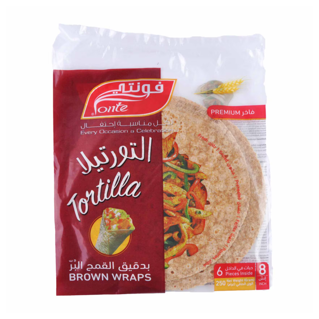 Fonte Tortilla Brown Wraps 250g | تورتيلا بدقيق القمح