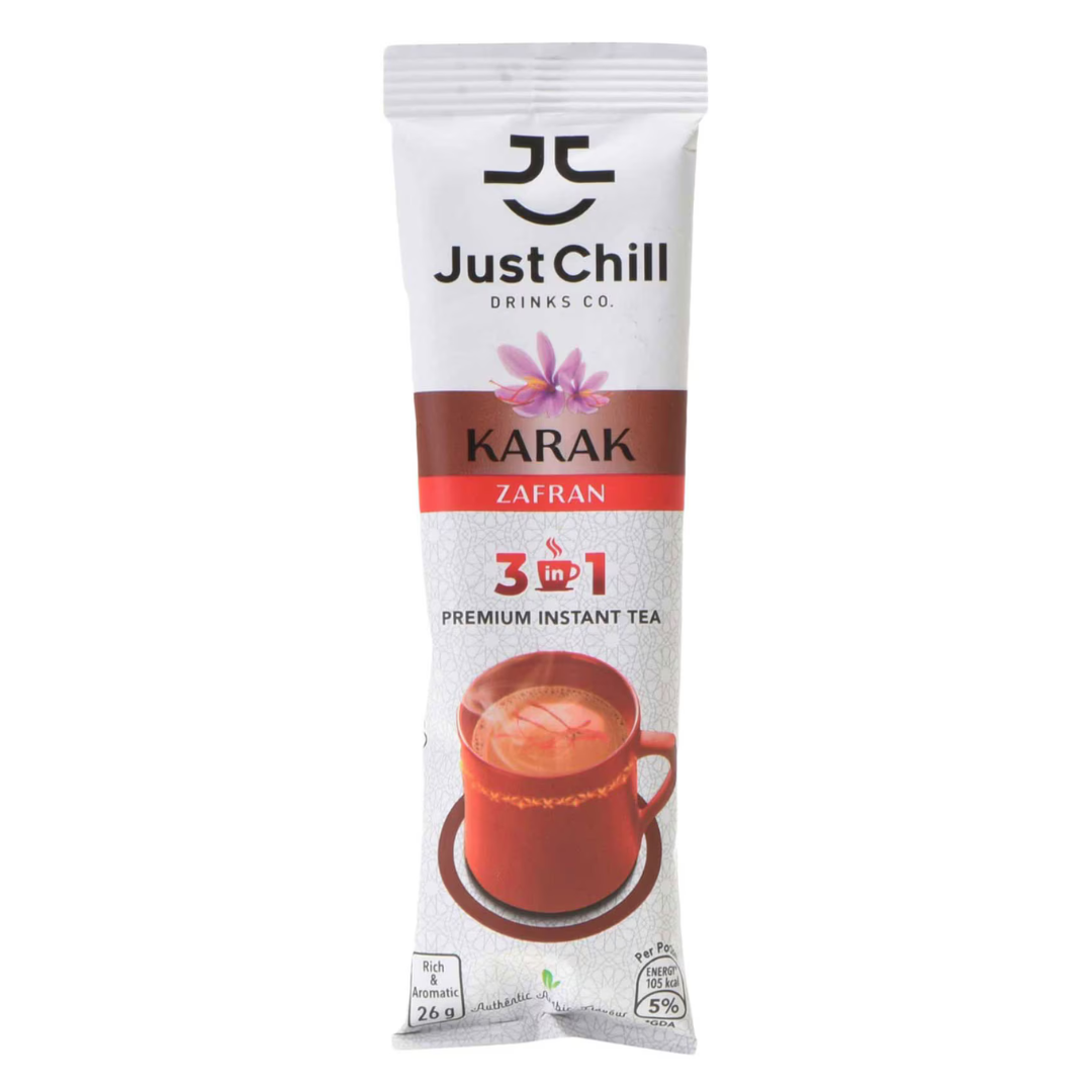 Just Chill Instant Karak Zafaran Tea (3in1) 26g | شاي كرك بالزعفران