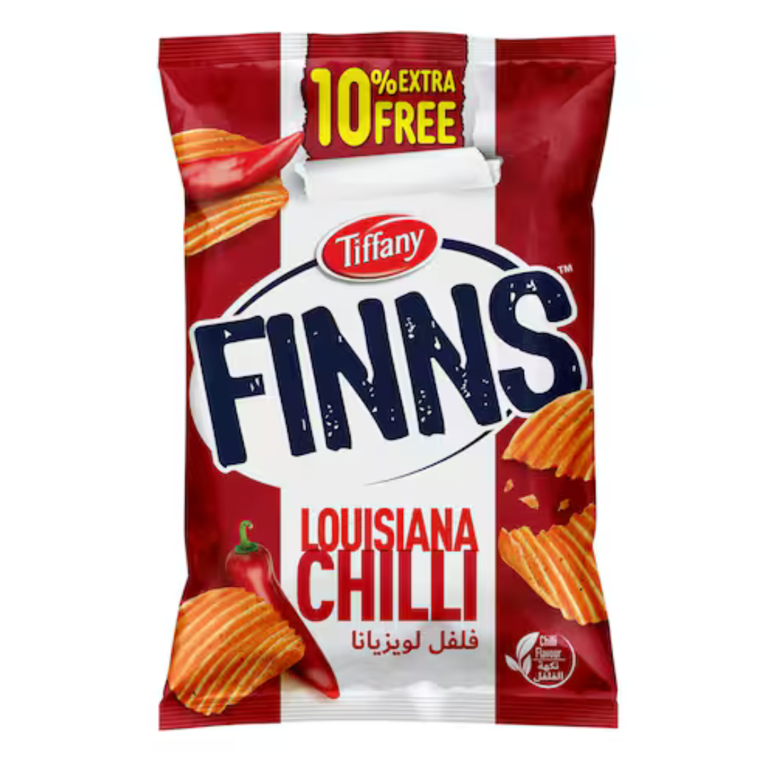 Tiffany Finns Chips Louisiana Chili 36g + 10% | تيفاني شيبس بفلفل لويزيانا