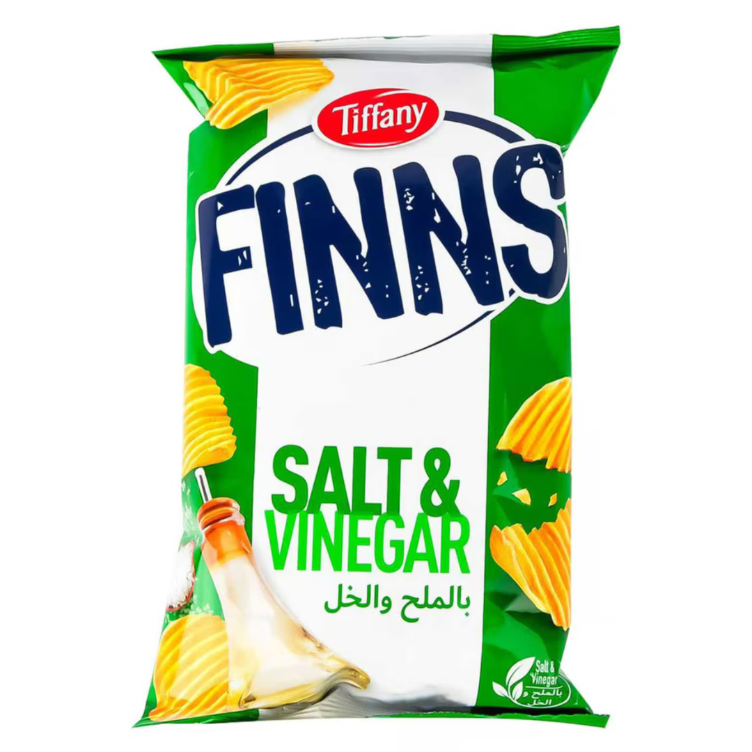 Tiffany Finns Chips Salt & Vinegar 85g | تيفاني شيبس بالملح والخل