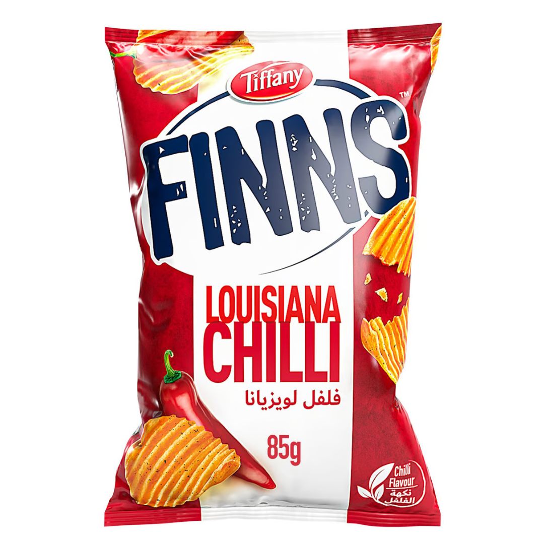 Tiffany Finns Chips Louisiana Chili 85g | تيفاني شيبس بفلفل لويزيانا