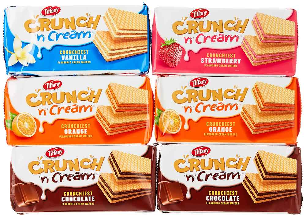 Tiffany Crunch Cream Wafer Assorted 6 x 65g | تيفاني ويفر بنكهات مختلفة