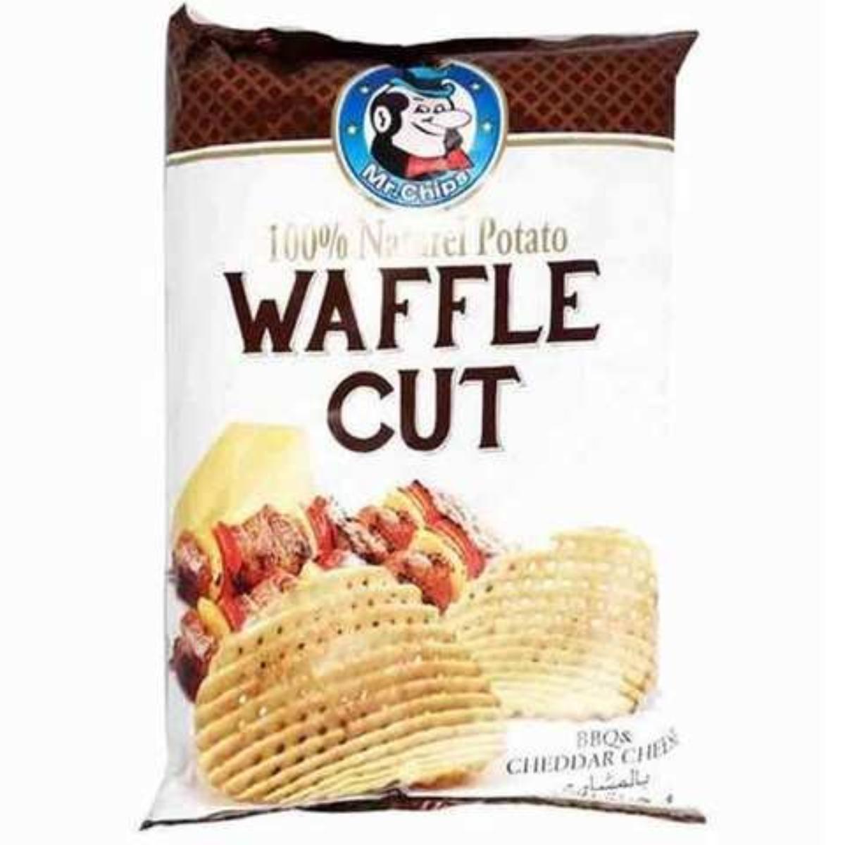 Mr Chips Waffle Cut BBQ and Cheddar Cheese 75g |مستر شيبس بالباربكيو وجبنة شيدر